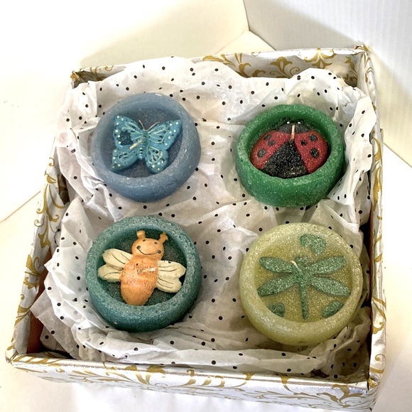 Butterfly Lady Bug Dragon Fly Honey Bee Candles Set of 4 - Picture 1 of 8